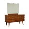 Dresser in Burl Veneer, Brass & Back-Treated Glass with Mirror, Italy, 1950s, Immagine 1