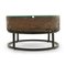 Wooden Coffee Table with Glass Top and Cast Iron Base, Image 2