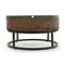 Wooden Coffee Table with Glass Top and Cast Iron Base, Imagen 2