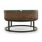 Wooden Coffee Table with Glass Top and Cast Iron Base, Immagine 2