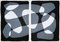 Dittico Floating Rock Ovals in bianco e nero, 2021, Immagine 1
