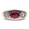 14K Gold Mens Ring with Ruby ​​and Side Rosette Cut Diamonds, 1960s 1