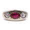 14K Gold Mens Ring with Ruby ​​and Side Rosette Cut Diamonds, 1960s, Immagine 1