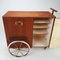 Mid-Century French Teak and Leather Serving Trolley, 1950s 4