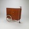 Mid-Century French Teak and Leather Serving Trolley, 1950s 2
