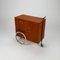 Mid-Century French Teak and Leather Serving Trolley, 1950s, Image 3