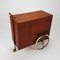 Mid-Century French Teak and Leather Serving Trolley, 1950s, Image 1