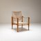 Oatmeal-Colored Linen Safari Chair by Kaare Klint for Rud. Rasmussen, Denmark, 1950s, Immagine 1