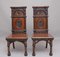 19th Century Gothic Carved Oak Hall Chairs, Set of 2, Immagine 11
