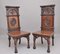 19th Century Gothic Carved Oak Hall Chairs, Set of 2 1