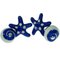 Navy Blue & White Hand-Enameled Seashell and Starfish Cufflinks in Sterling Silver from Berca 1