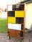 Modernist Teak Bookcase with Tricolor Glass Doors, France, 1950s 2