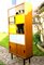 Modernist Teak Bookcase with Tricolor Glass Doors, France, 1950s 3