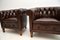 Antique Swedish Leather Chesterfield Armchairs, Set of 2, Image 5