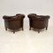 Antique Swedish Leather Chesterfield Armchairs, Set of 2 7
