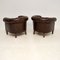 Antique Swedish Leather Chesterfield Armchairs, Set of 2, Image 7