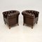 Antique Swedish Leather Chesterfield Armchairs, Set of 2, Image 6