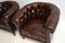 Antique Swedish Leather Chesterfield Armchairs, Set of 2, Image 4