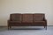Danish Three Seater Sofa in Brown Leather and Wooden Legs by Georg Thams, 1960s 1