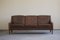 Danish Three Seater Sofa in Brown Leather and Wooden Legs by Georg Thams, 1960s, Immagine 1