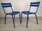 Blue Metal Dining Chairs, Set of 14, Imagen 1