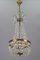 Vintage Brass and Crystal Glass Basket Chandelier, Immagine 2