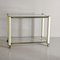 Brass and Beige Lacquered Metal Drinks Trolley with 2 Glass Shelves in the Style of Tommaso Barbi, 1970s 6