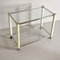 Brass and Beige Lacquered Metal Drinks Trolley with 2 Glass Shelves in the Style of Tommaso Barbi, 1970s 3