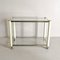 Brass and Beige Lacquered Metal Drinks Trolley with 2 Glass Shelves in the Style of Tommaso Barbi, 1970s 1