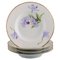 Antique Royal Copenhagen Model 72/10515 Deep Plates in Porcelain with Hand-Painted Flowers, Set of 4 1