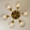 Mid-Century Glass Brass Flush Mount, 1960s, Image 3