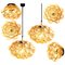 Amber Bubble Glass Pendant Light Fixtures by Helena Tynell, 1960s, Set of 6, Immagine 1