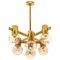 Large Brass and Glass Light Fixture in the Style of Jacobsson, 1960s 1