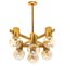 Large Brass and Glass Light Fixture in the Style of Jacobsson, 1960s, Imagen 1