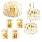 Palazzo Light Fixtures in Gilt Brass and Glass by J. T. Kalmar, 1970s, Set of 7 1