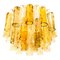 Large Chandelier by Barovier & Toso in Ocher and Clear Glass Tubes 1