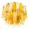 Large Chandelier by Barovier & Toso in Ocher and Clear Glass Tubes, Image 1