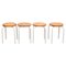 Tubax Stacking Stools with Pine Seats, 1950s, Set of 4 1