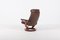 Vintage Lounge Armchair with Ottoman in Brown Leather from Ekornes, Image 10