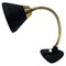 Black Metal Table and Wall Lamp with Brass Neck from Ewå Värnamo, 1950s, Sweden 1