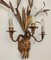 Mid-Century Italian or French Gilt Toleware Wheat Sheaf Wall Sconces, Set of 2 3