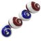 Blue, White & Red Hand-Enameled Seashell Cufflinks in Sterling Silver from Berca 1