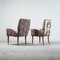 Fabric and Wood Chairs, 1950s, Set of 3, Image 3