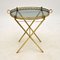 Vintage French Folding Side Table in Brass, Immagine 1