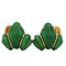 Green Hand-Enameled Sterling Silver & Gold Plated Cufflinks in Frog Shape from Berca 1