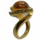 25.7kt Natural Citrine Quartz Ball, White Diamond & Yellow Gold Helix Ring from Berca 1