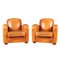 20th Century French Art Deco Style Leather Club Chairs, Set of 2, Image 1