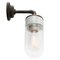 Vintage Wandlampe aus klar gestreiftem Glas & Messing mit Arm aus Gusseisen 4