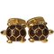 Golden Brown Hand-Enameled Sterling Silver & Gold Plated Turtle Cufflinks from Berca 1
