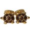 Golden Brown Hand-Enameled Sterling Silver & Gold Plated Turtle Cufflinks from Berca, Imagen 1